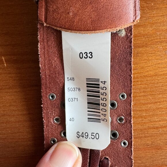 NWT Abercrombie & Fitch Brown Leather Studded Vintage Belt in Large - Picture 6 of 10